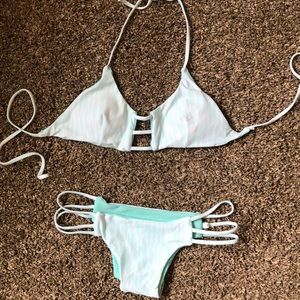 White and light green bikini set. M size